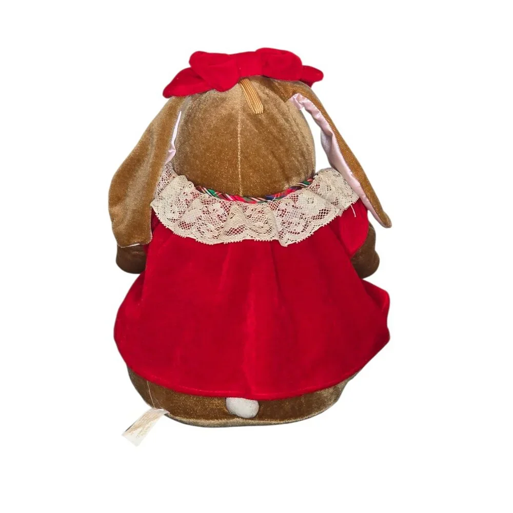 1985 Velveteen Rabbit Plush Bunny Toys R Us Stuffed Animal Red Dress Vintage